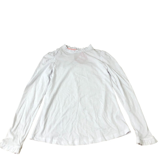 Long Sleeve Top Women's White Frill Neck Soft Fabric UK8