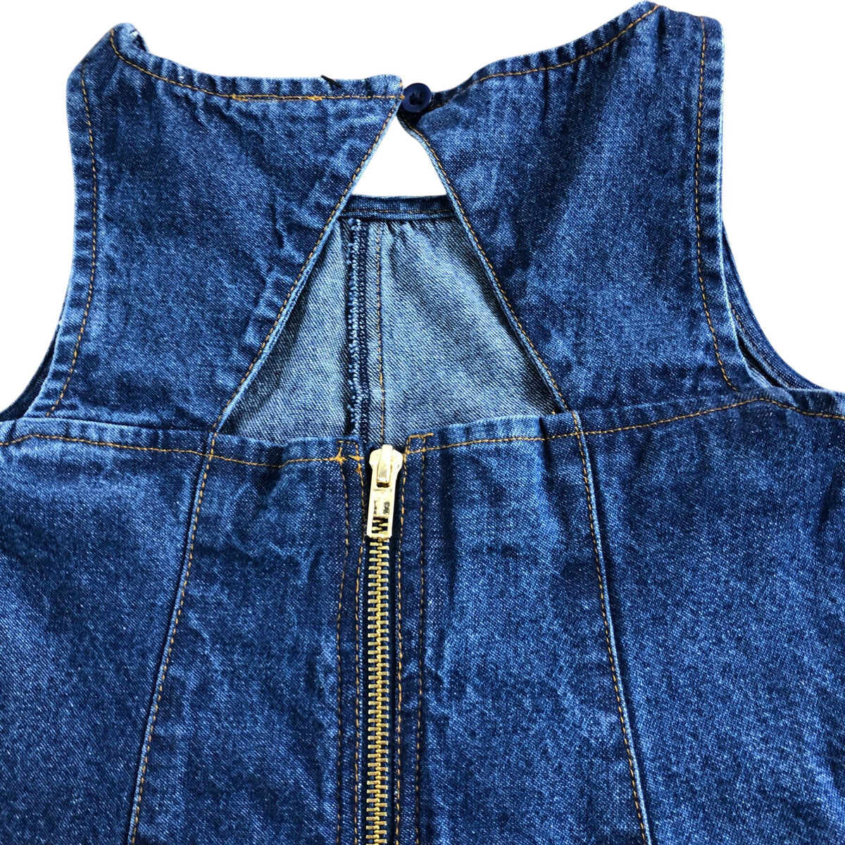 River Island Denim Top UK7-8 Years Girls Sleeveless Cotton Zip Back