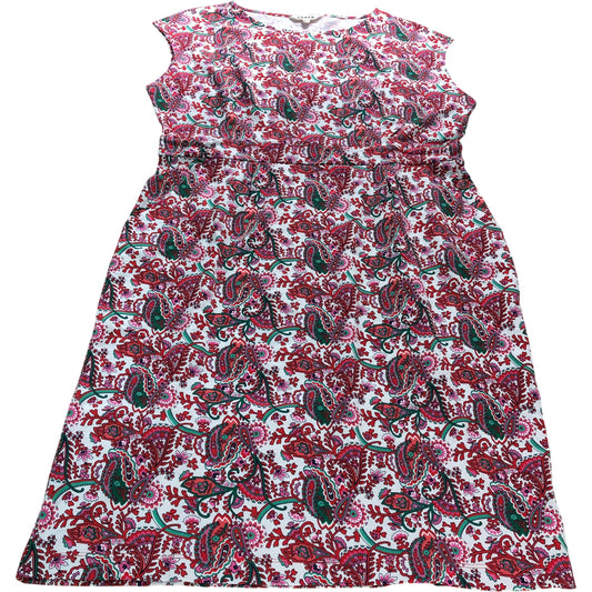 White Paisley Floral Jersey Dress - Size 22