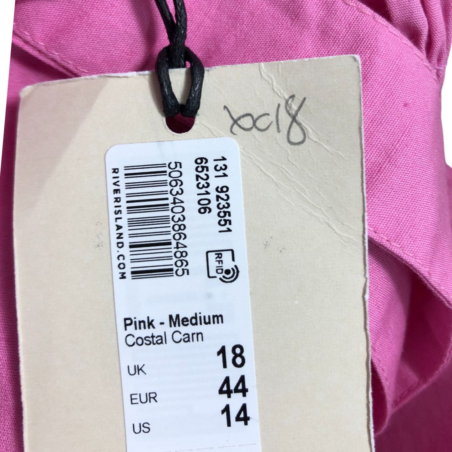 River Island Pink Medium Maxi Dress Women's Smocked Cami Casual Size 18