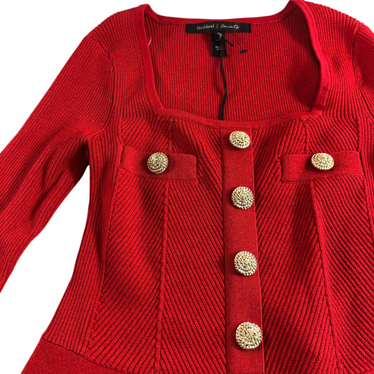 River Island Women's Size XS Red Long Sleeve Button Detail Sweater Top