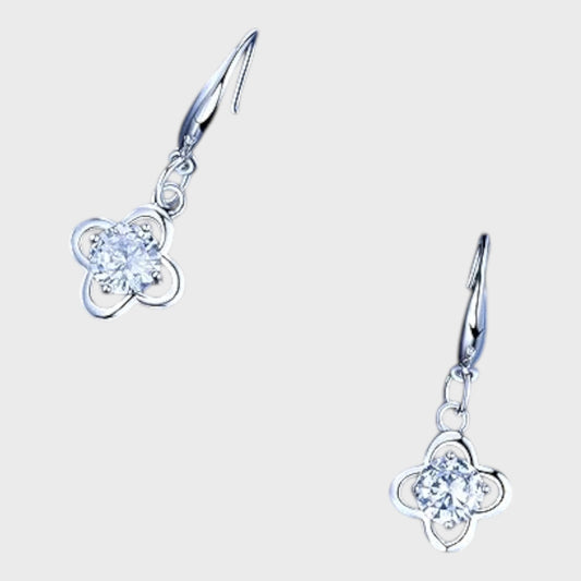 925 Sterling Silver Clover Drop Earrings