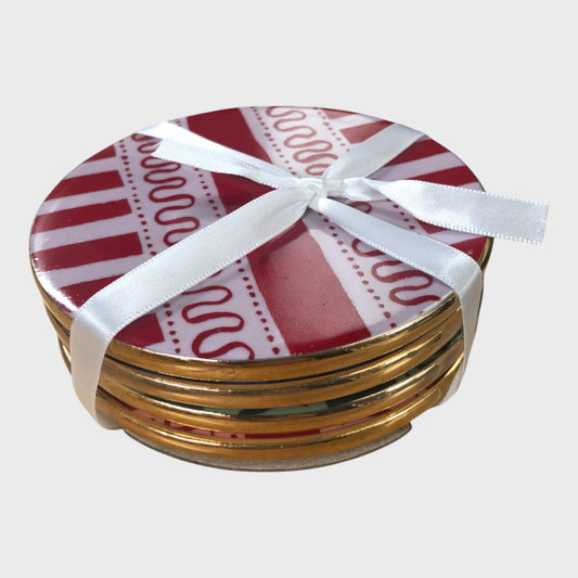 Striped Fine China Coasters - Set of Four