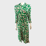 Branded Green Lantana Flower Print Midi Dress