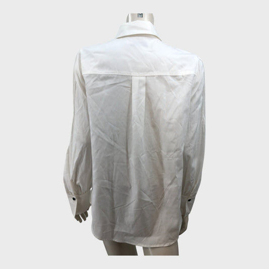 Branded Ivory Pin Tuck Shirt - Size 12