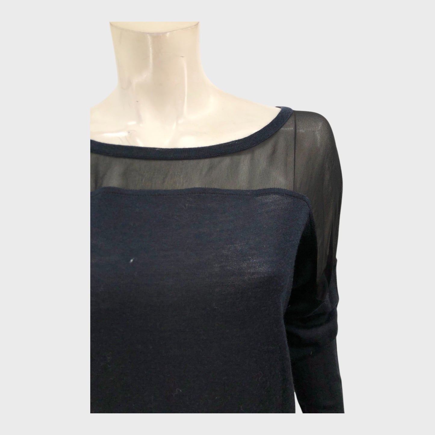 Branded Midnight/Black Sheer Knit Top - Size 12