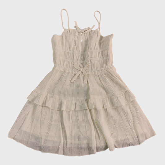 River Island White Tiered Shimmer Dress - 2-3 Years