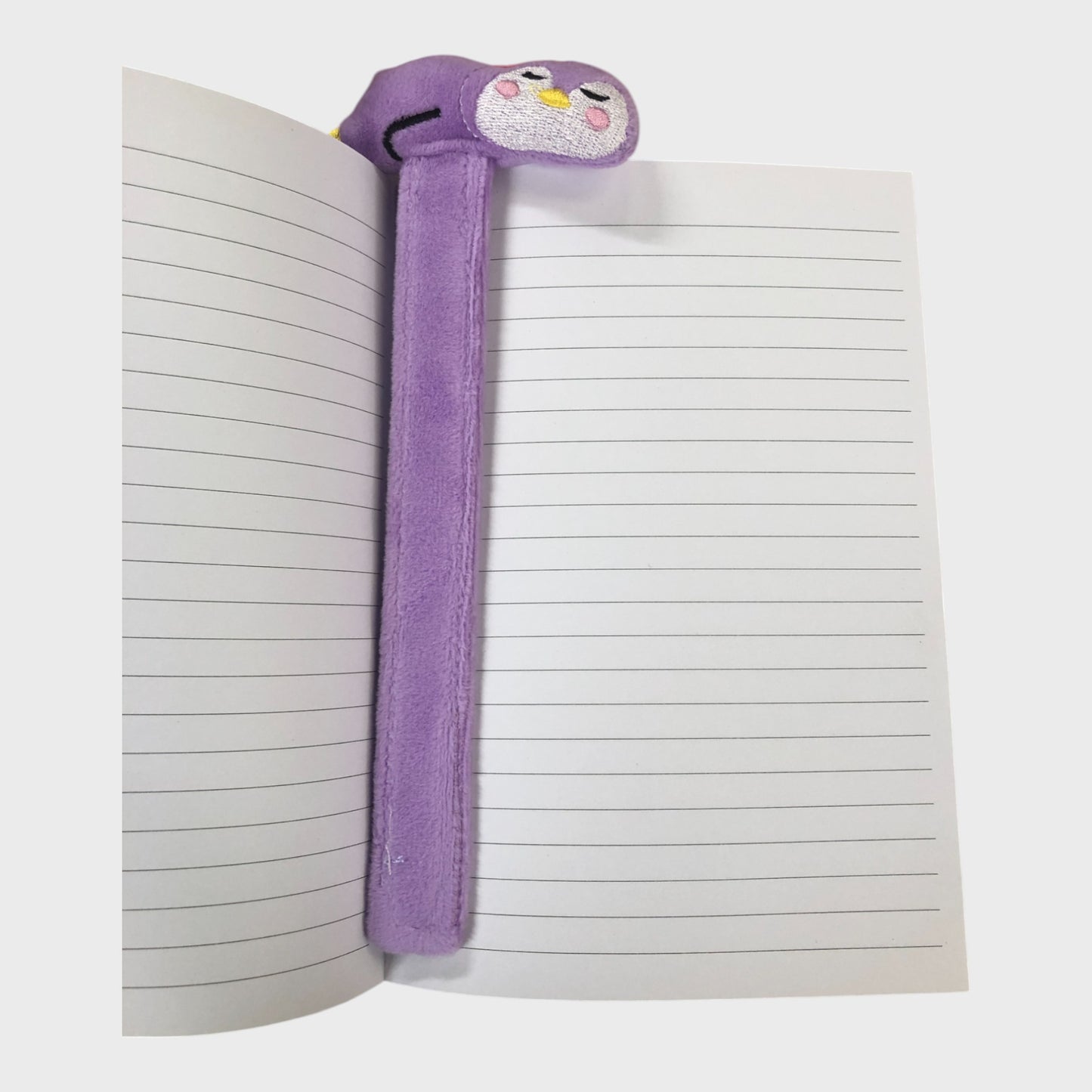 Furry Teddy Lined Notebook with Lock & Penguin Bookmark