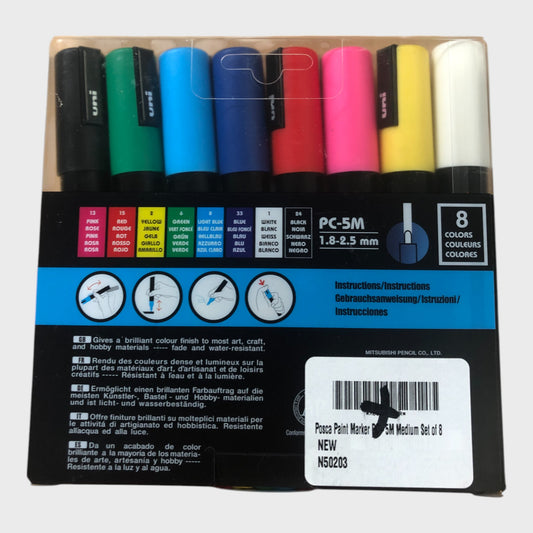 POCSA Water Based Permanent Marker Pens - 8 Pieces (PC-5M)