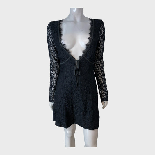 Branded Black Lace Fit & Flare Dress