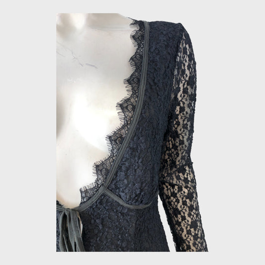 Branded Black Lace Fit & Flare Dress