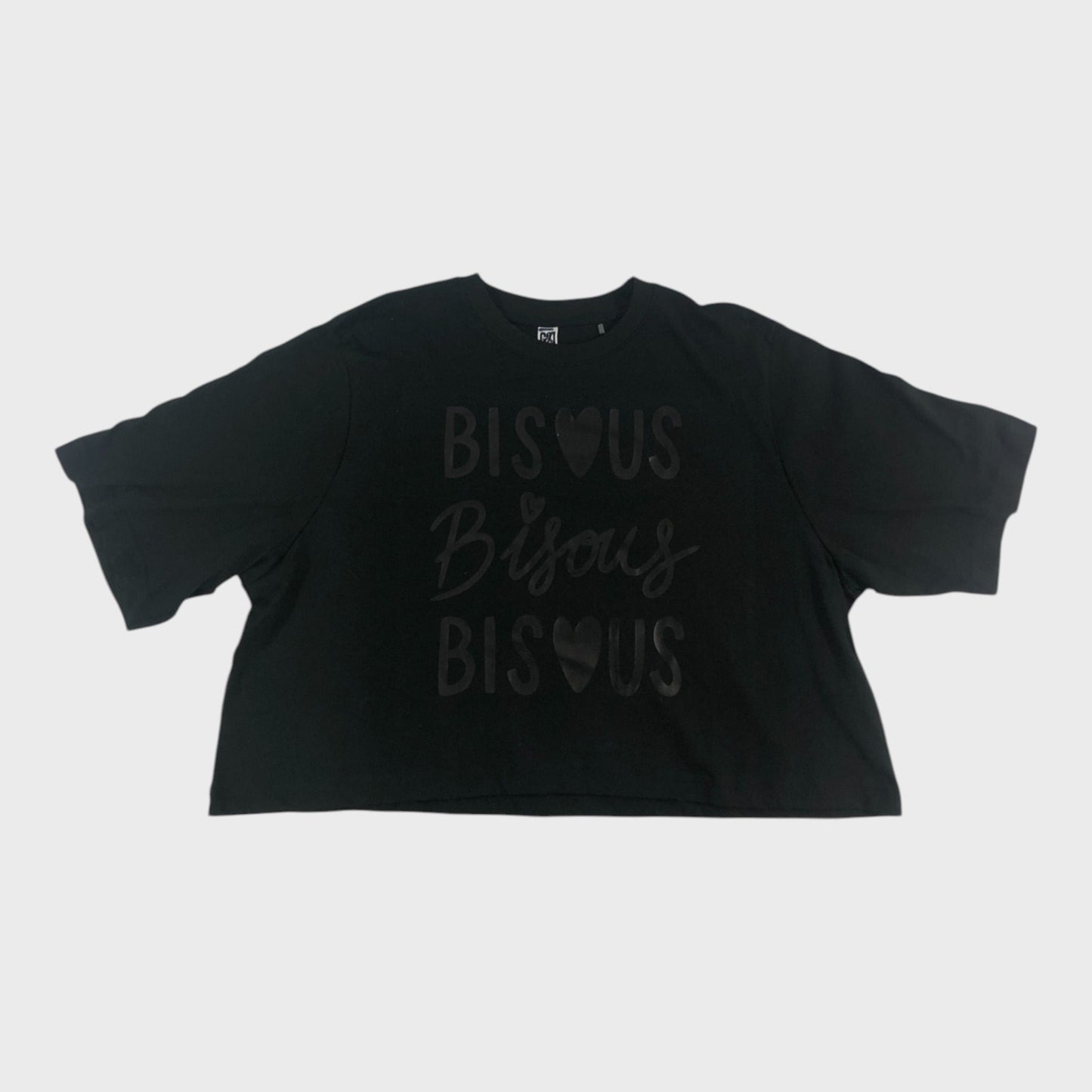 Black Cropped 'Bisous' T-Shirt
