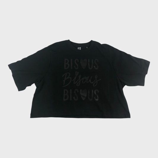 Black Cropped 'Bisous' T-Shirt
