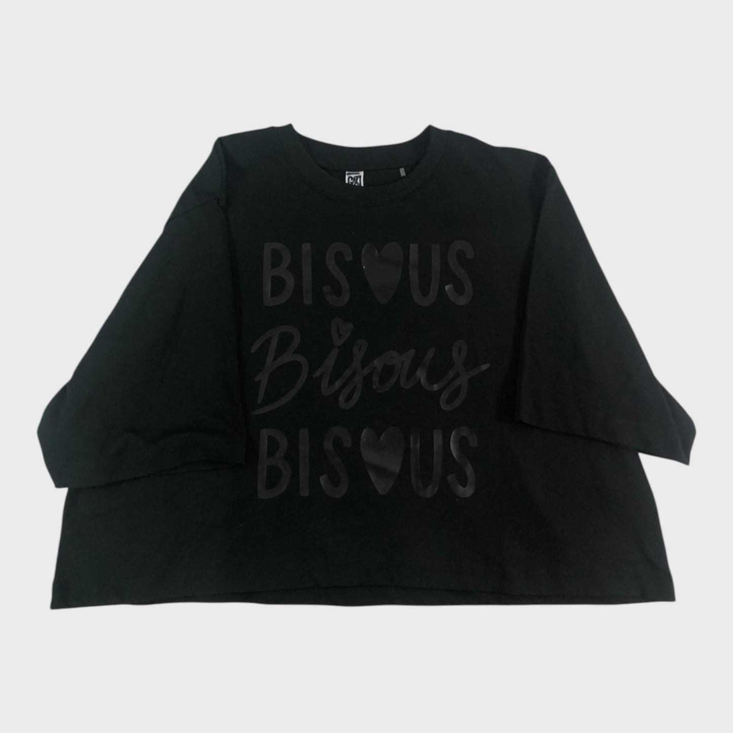 Black Cropped 'Bisous' T-Shirt