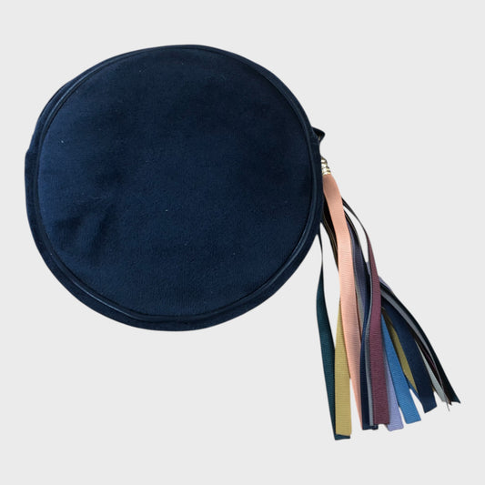 Round Blue Velvet Cross Body Bag