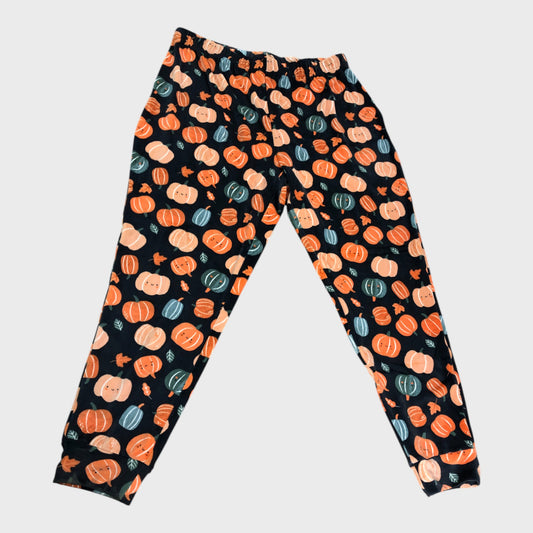 Black Pumpkin Fleece Lined Pyjama Bottoms - Size 16-18