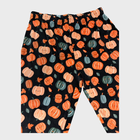 Black Pumpkin Fleece Lined Pyjama Bottoms - Size 16-18