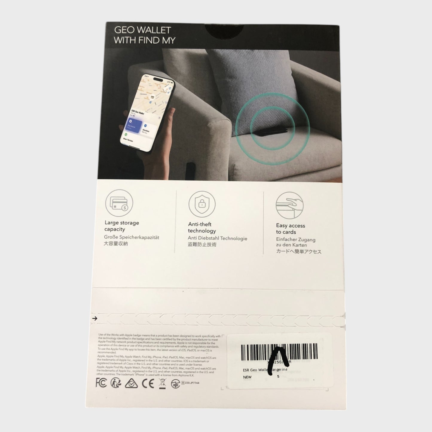 ESR Geo Wallet with 'Find My' Function - Tangerine