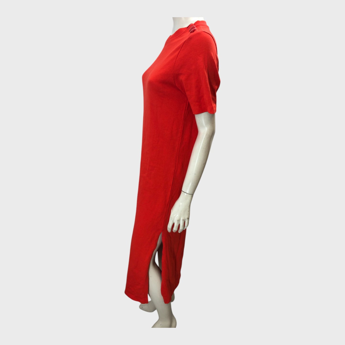 Branded Coral Midi T-Shirt Dress - Size 8