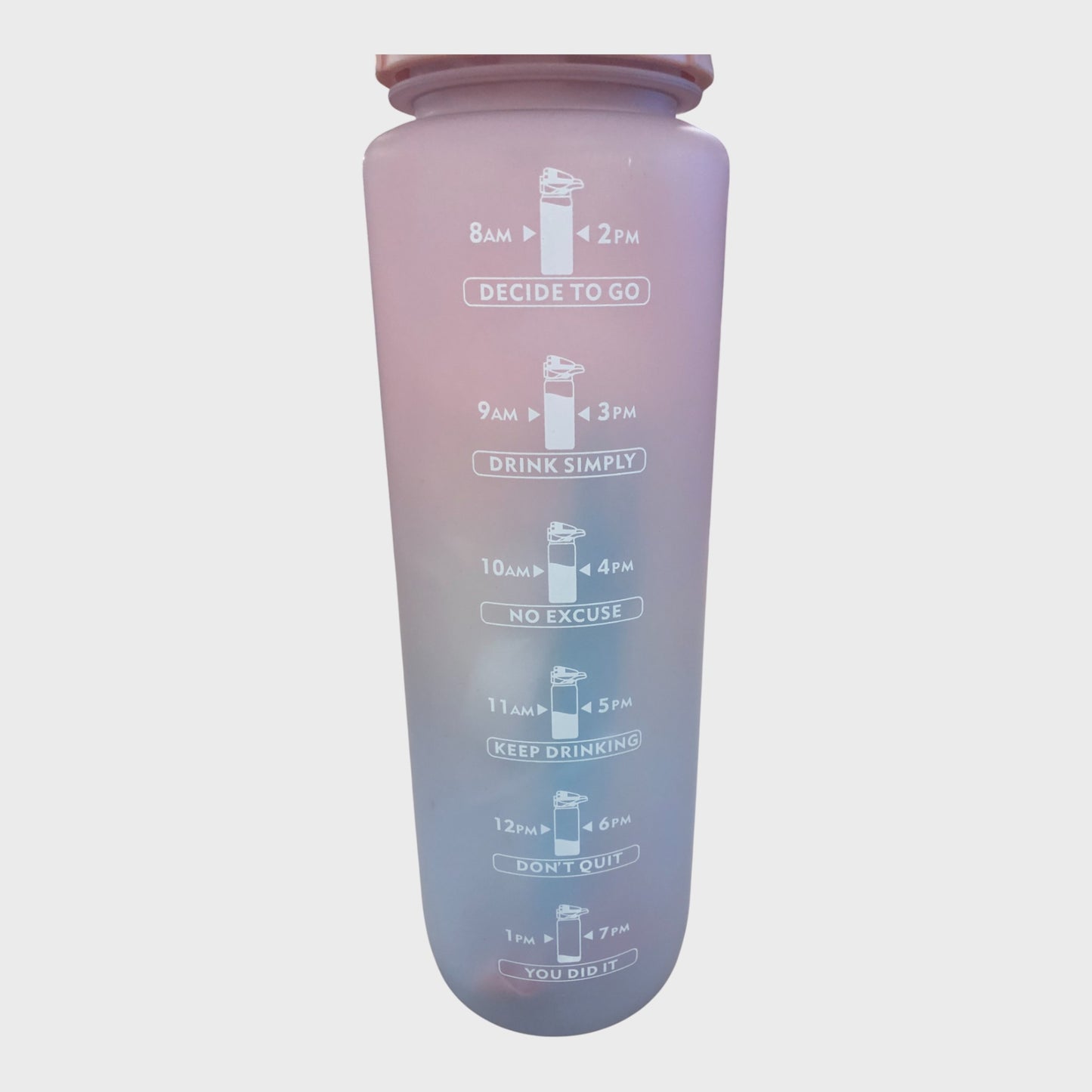 PINK Flip Top Straw Water Bottle 1000ml BPA-Free with Time Marker