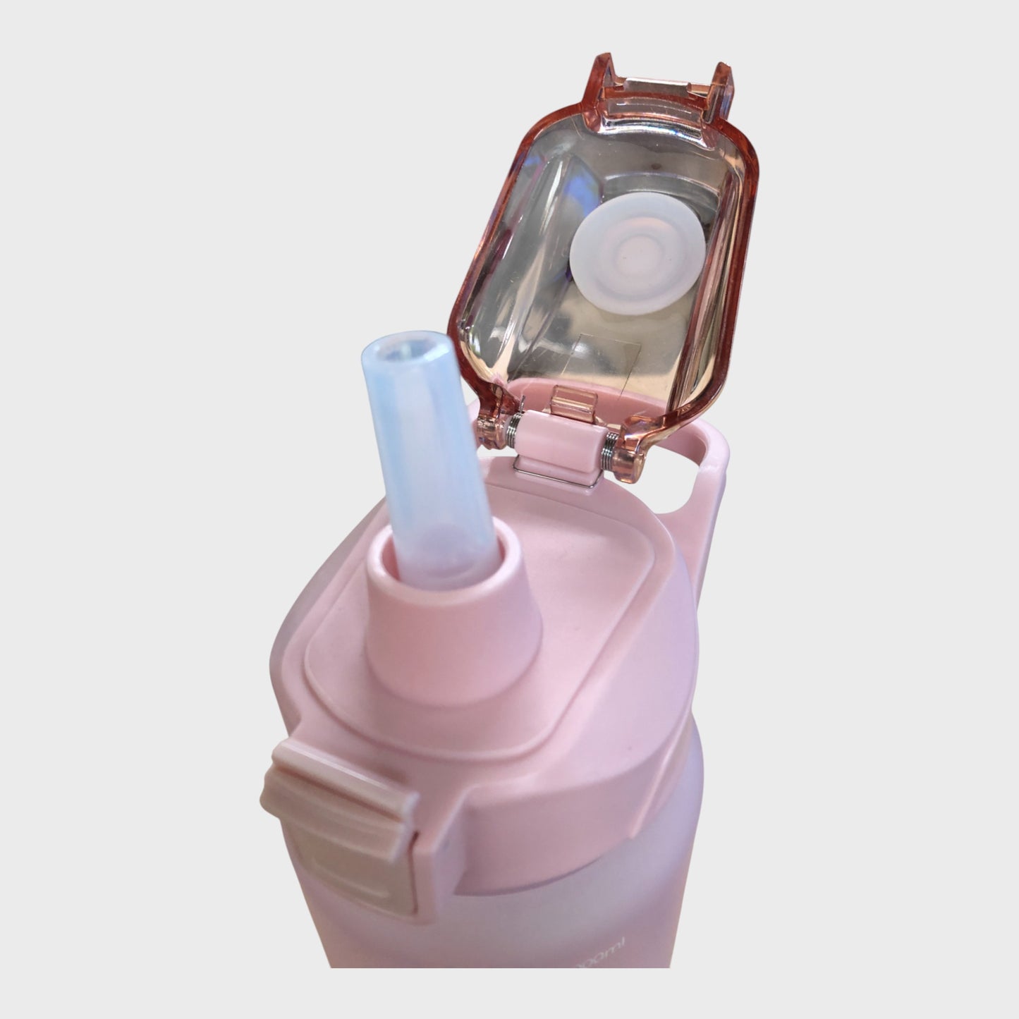 PINK Flip Top Straw Water Bottle 1000ml BPA-Free with Time Marker