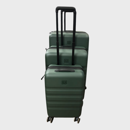 Antler Icon Stripe Hard Suitcase Set - Cabin, Medium & Large - Green