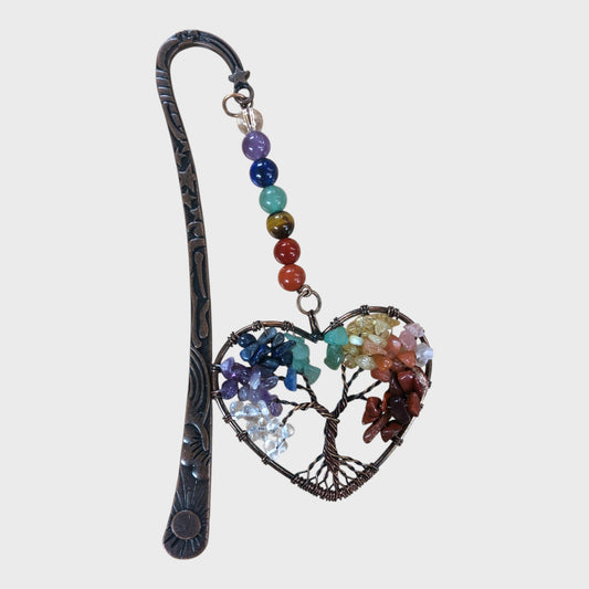 Chakra Crystal Heart Tree of Life Bookmark