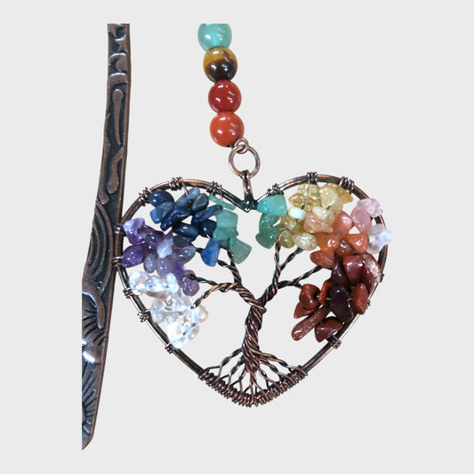 Chakra Crystal Heart Tree of Life Bookmark