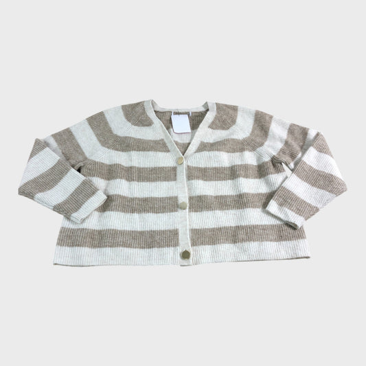 Beige Striped Cardigan - Size 10