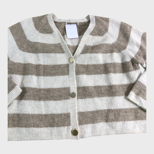 Beige Striped Cardigan - Size 10
