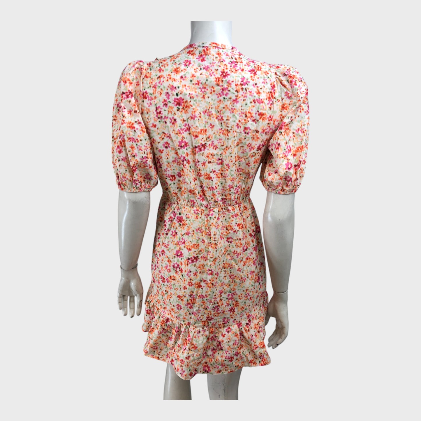 Petite Orange Floral Wrap Mini Dress