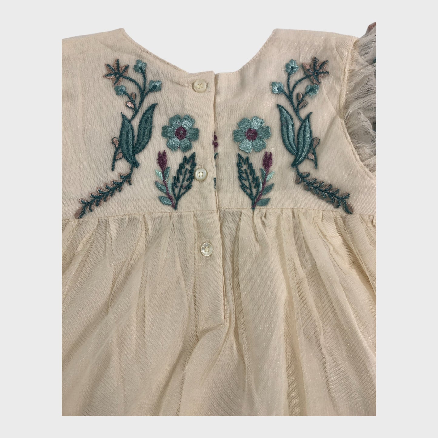 Branded Ivory Floral Tulle Dress
