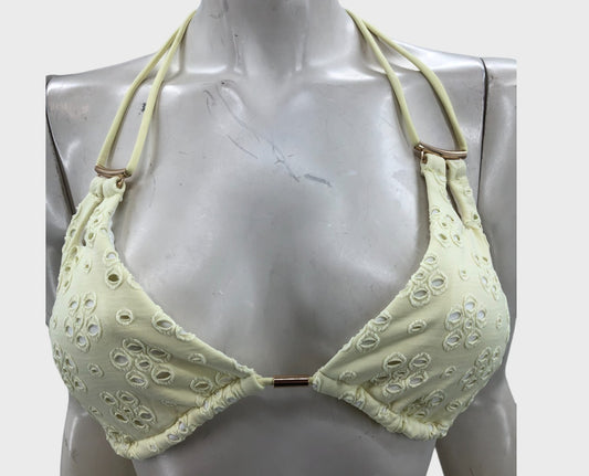 Yellow Broderie Bikini Top