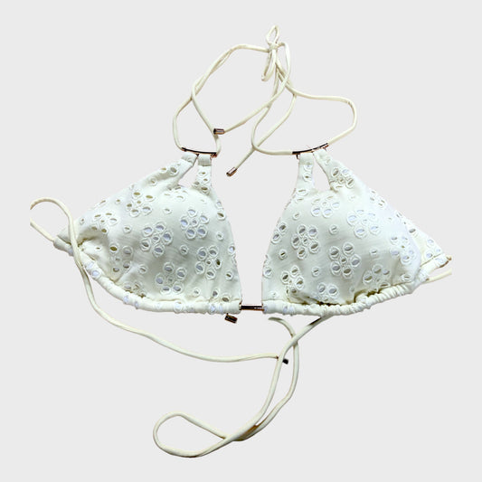 Yellow Broderie Bikini Top