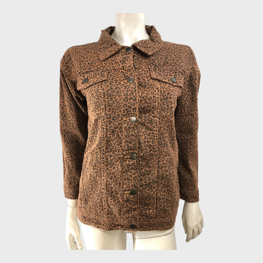 Brown Leopard Print Denim Jacket