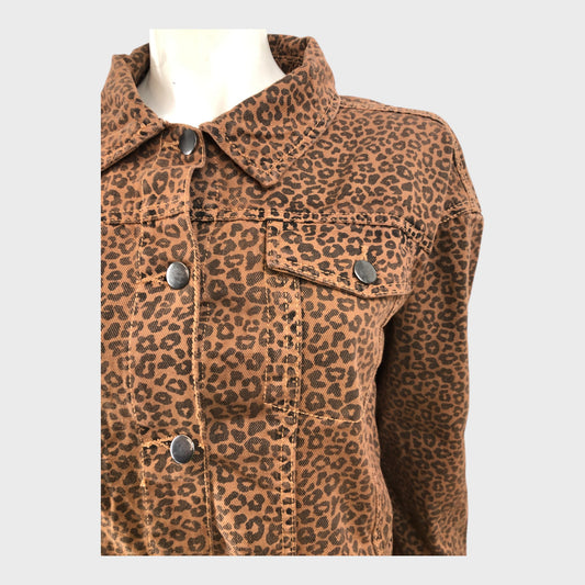 Brown Leopard Print Denim Jacket