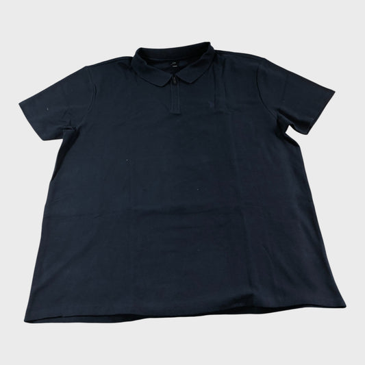 River Island Navy Textured Polo Shirt - Size 4XL