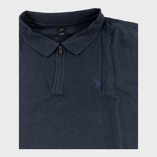 River Island Navy Textured Polo Shirt - Size 4XL