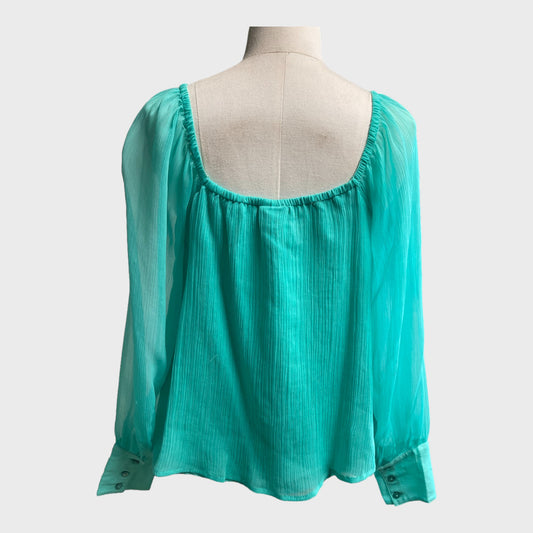 Turquoise Chiffon Blouse