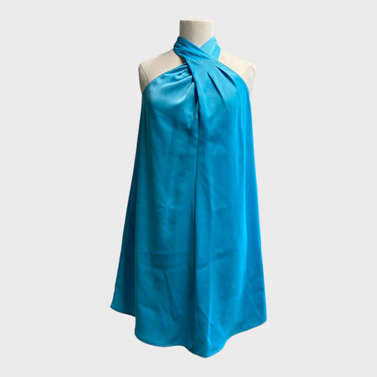 Blue Halter Neck Mini Dress - Size 6