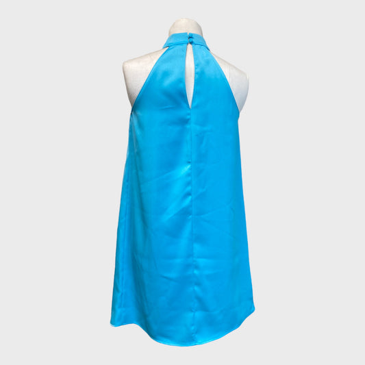 Blue Halter Neck Mini Dress - Size 6