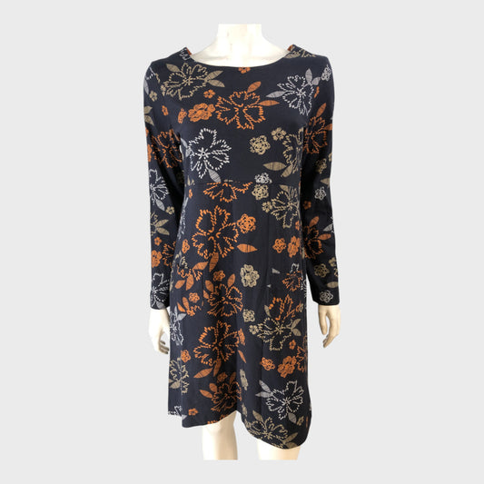 Branded Navy Printed Jersey Dress - Size 10