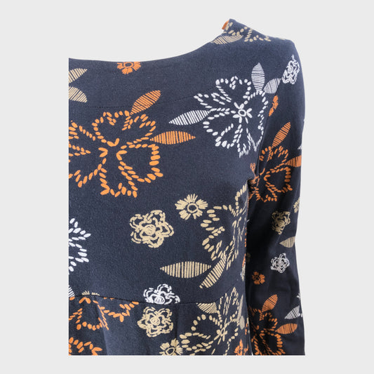 Branded Navy Printed Jersey Dress - Size 10