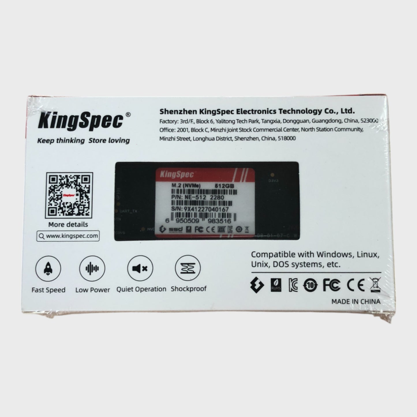 KINGSPEC M.2 NVMe SSD 512GB Fast Speed Low Power