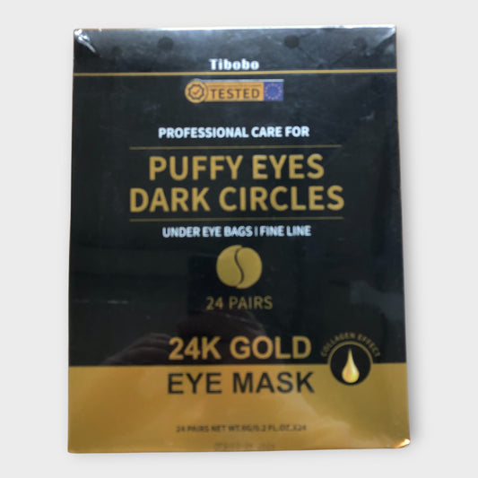 TIBOBO 24K Gold Eye Masks for Puffy Eyes & Dark Circles 24 Pairs