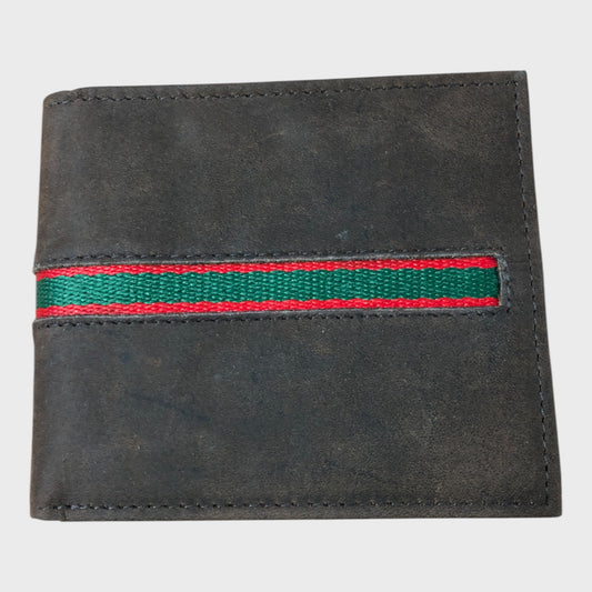 Branded Brown Striped Bi Fold Wallet