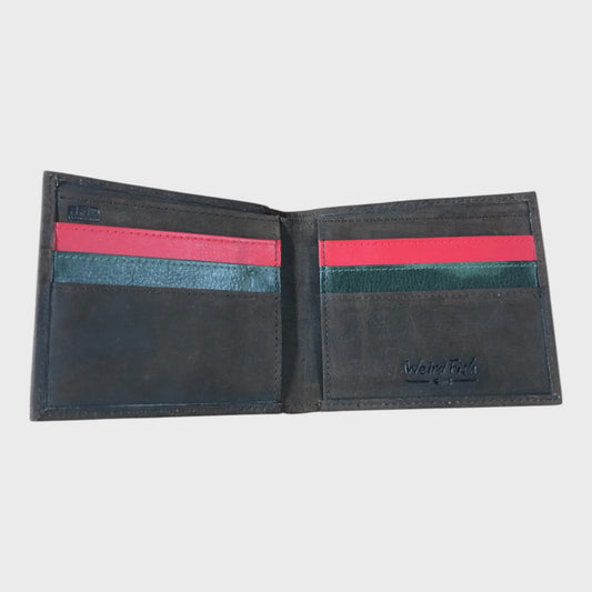 Branded Brown Striped Bi Fold Wallet