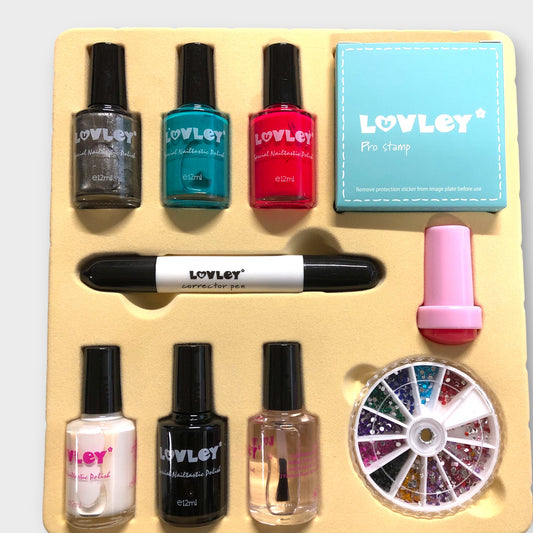 LUVLEY Pro Stamper Set Nail Art Kit Special Polish Rhinestones