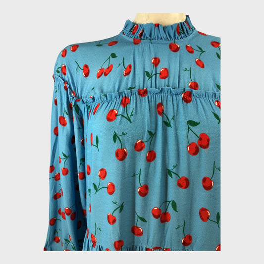 Kitri Blue Cherry Maxi Dress - Size 18