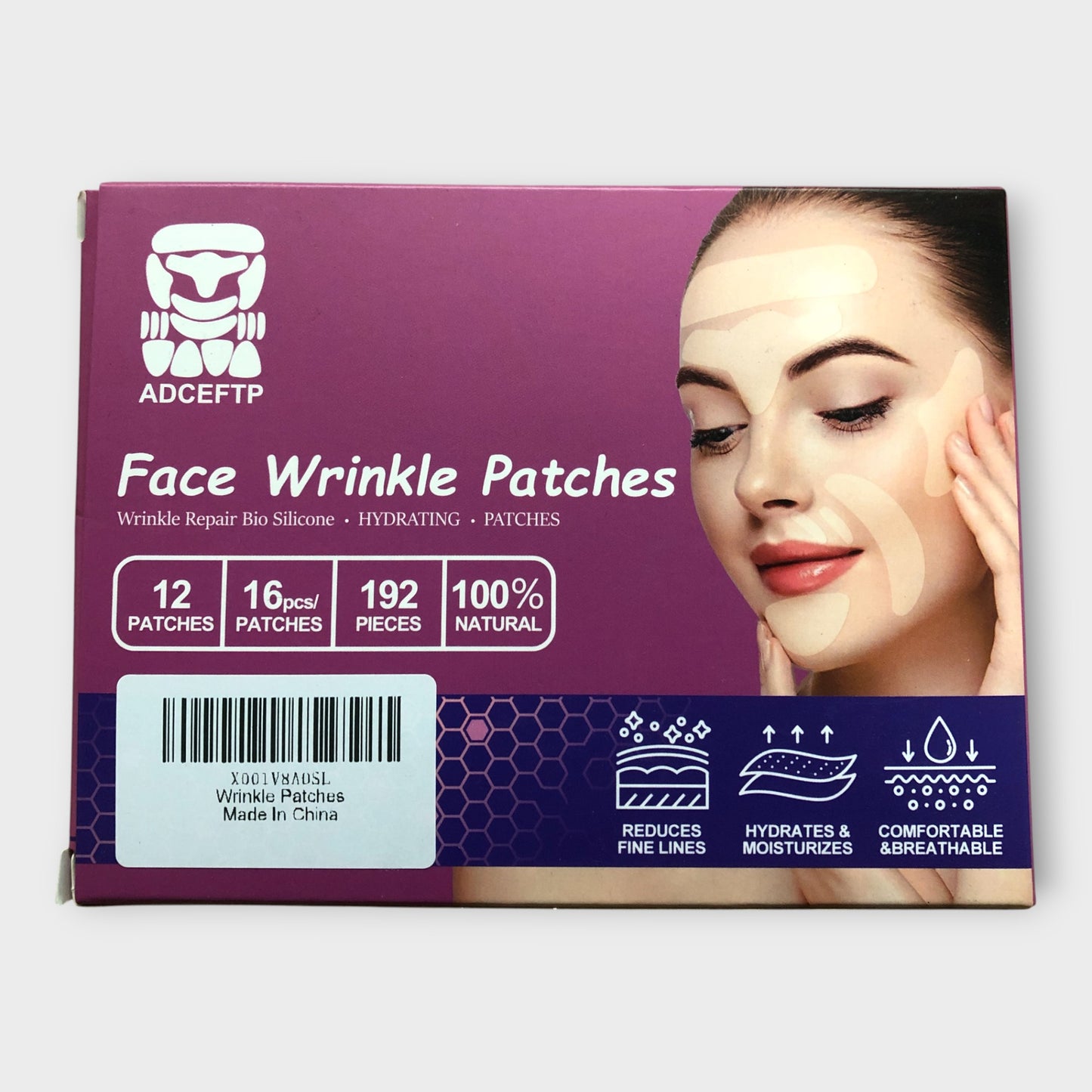 ADCEFTP Face Wrinkle Patches Hydrating 192 Pieces 100% Natural